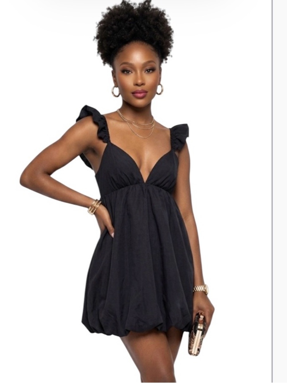 Women's Satin Flutter Cap Sleeve Mini Bubble Little Black Dress Size: XXS